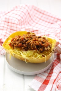 Spaghetti Squash with Grassfed Beef and Mushroom Marinara