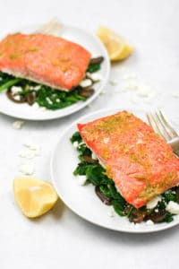 Salmon with Spinach & Mushrooms
